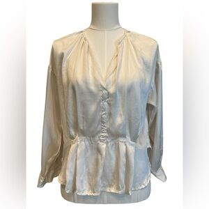 Enrica Women’s Cream Silk Peplum Blouse Size:38